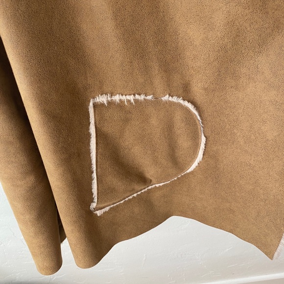 Zara tan faux suede and fur coat M - Picture 5 of 6